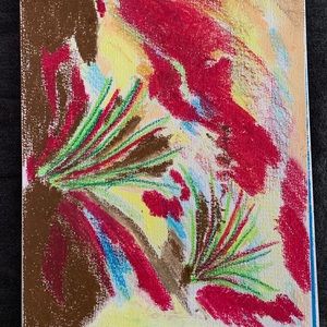 Oil pastel on paper (9x12 inches abstract drawing)
